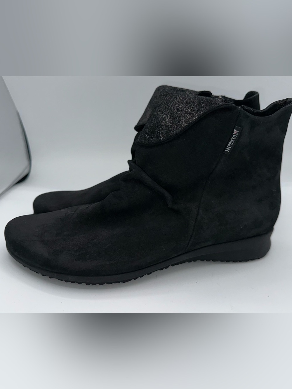 Mephisto Women’s Black Suede Ankle Flat Boots Rezia Side-zip Size US 9  AA23